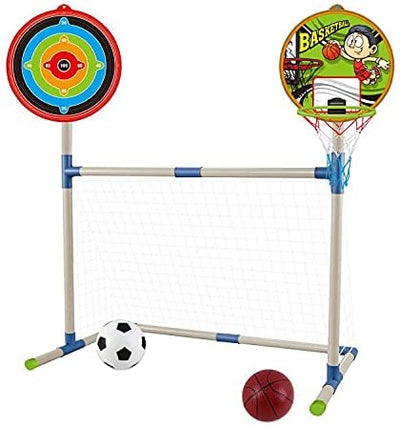 Ensemble de jeu de sport 3-EN-1 pour l'extérieur – Basketball, football et tir à l'arc pour enfants, pour l'intérieur et l'extérieur – Excellent cadeau d'anniversaire ou de Noël