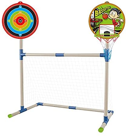 Ensemble de jeu de sport 3-EN-1 pour l'extérieur – Basketball, football et tir à l'arc pour enfants, pour l'intérieur et l'extérieur – Excellent cadeau d'anniversaire ou de Noël