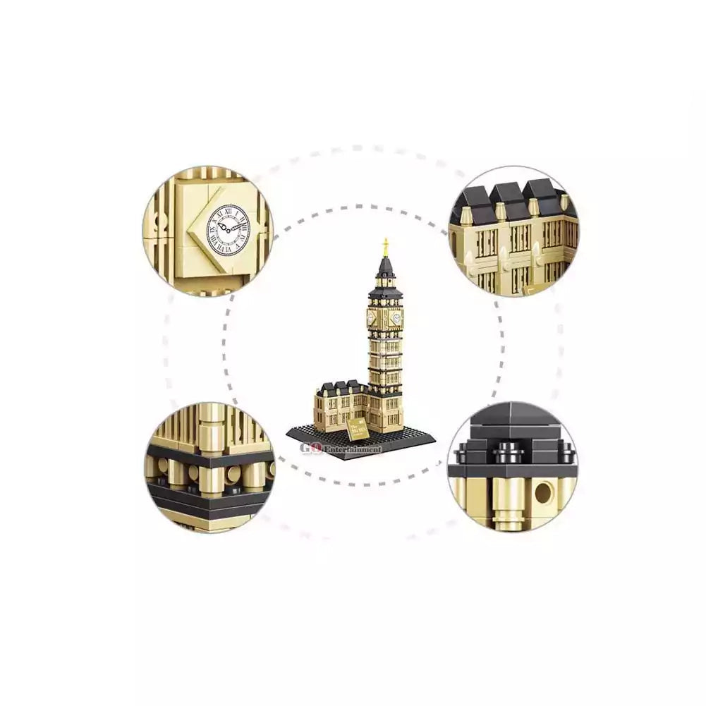 Fidtoy Elizabeth Tower Big Ben Architecture Building Blocks Set for Kids | 891Pcs ABS London Landmark Model, STEM Construction Toy, Bilingual Booklet, Spatial Reasoning & Family Building Toy Age 6+