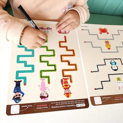 Laberinto de madera magnético Fidtoy – Puzle Montessori con temática oceánica para preescolares