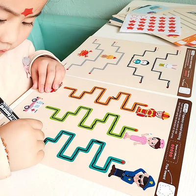 Laberinto de madera magnético Fidtoy – Puzle Montessori con temática oceánica para preescolares