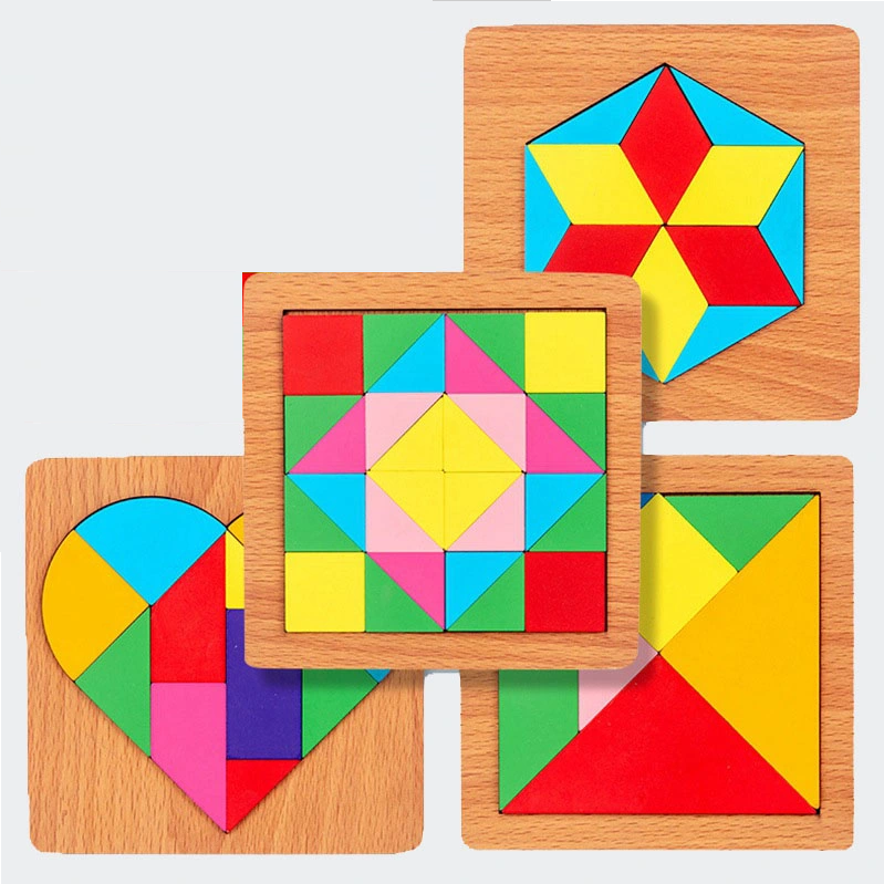 Formes géométriques simples en bois, puzzle cœur
