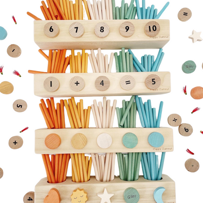 Happy Gumnut Montessori Réglettes Nombreuses avec Plateau Magnétique