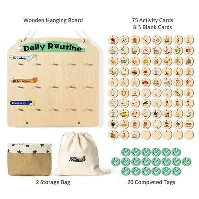 Horario Visual de Madera para Niños - Tablero de Rutina Sensorial para Niños de 3 a 6 Años