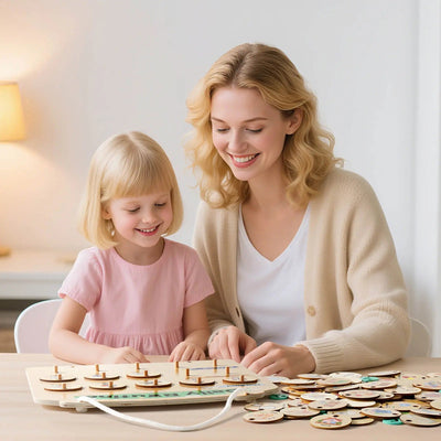 Horario Visual de Madera para Niños - Tablero de Rutina Sensorial para Niños de 3 a 6 Años