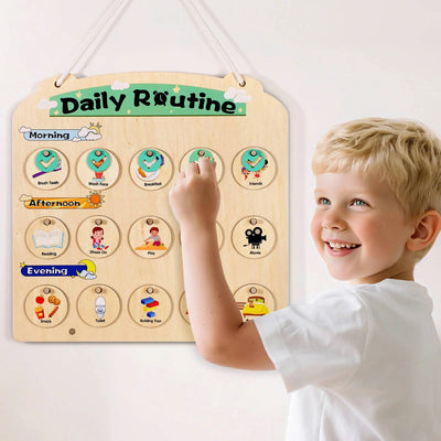 Horario Visual de Madera para Niños - Tablero de Rutina Sensorial para Niños de 3 a 6 Años