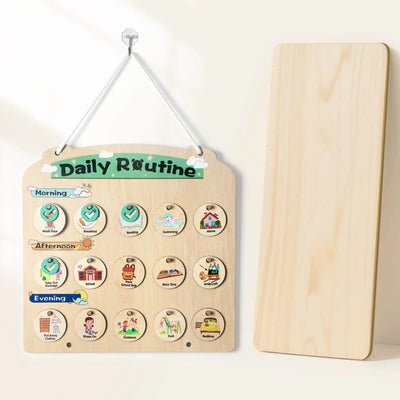 Horario Visual de Madera para Niños - Tablero de Rutina Sensorial para Niños de 3 a 6 Años