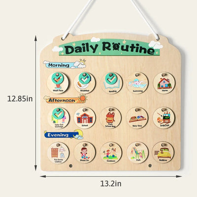 Horario Visual de Madera para Niños - Tablero de Rutina Sensorial para Niños de 3 a 6 Años