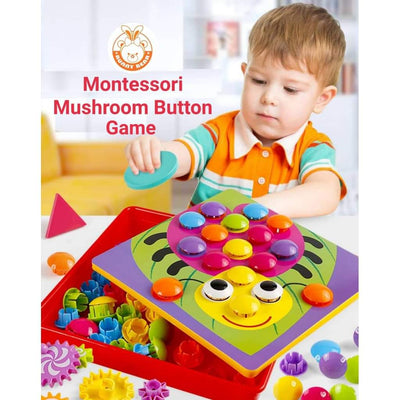 Fidtoy Jeu de Mosaïque en Boutons pour Enfants, Jeu d'Association de 45 Boutons avec 12 Cartes Illustrées, Jouet d'Apprentissage Moteur Fin et d'Association de Couleurs pour Enfants de 3 Ans et Plus