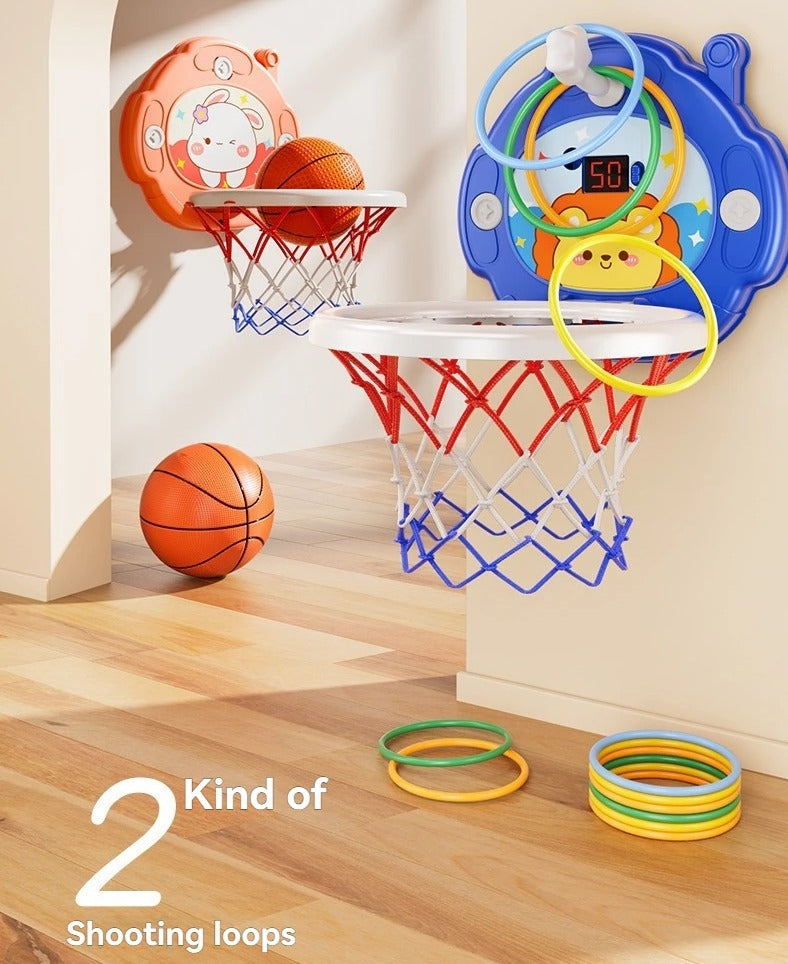 Fidtoy Mini Indoor Basketball Hoop Scoring Pretend Play Kit for Kids Active Indoor Sports Game