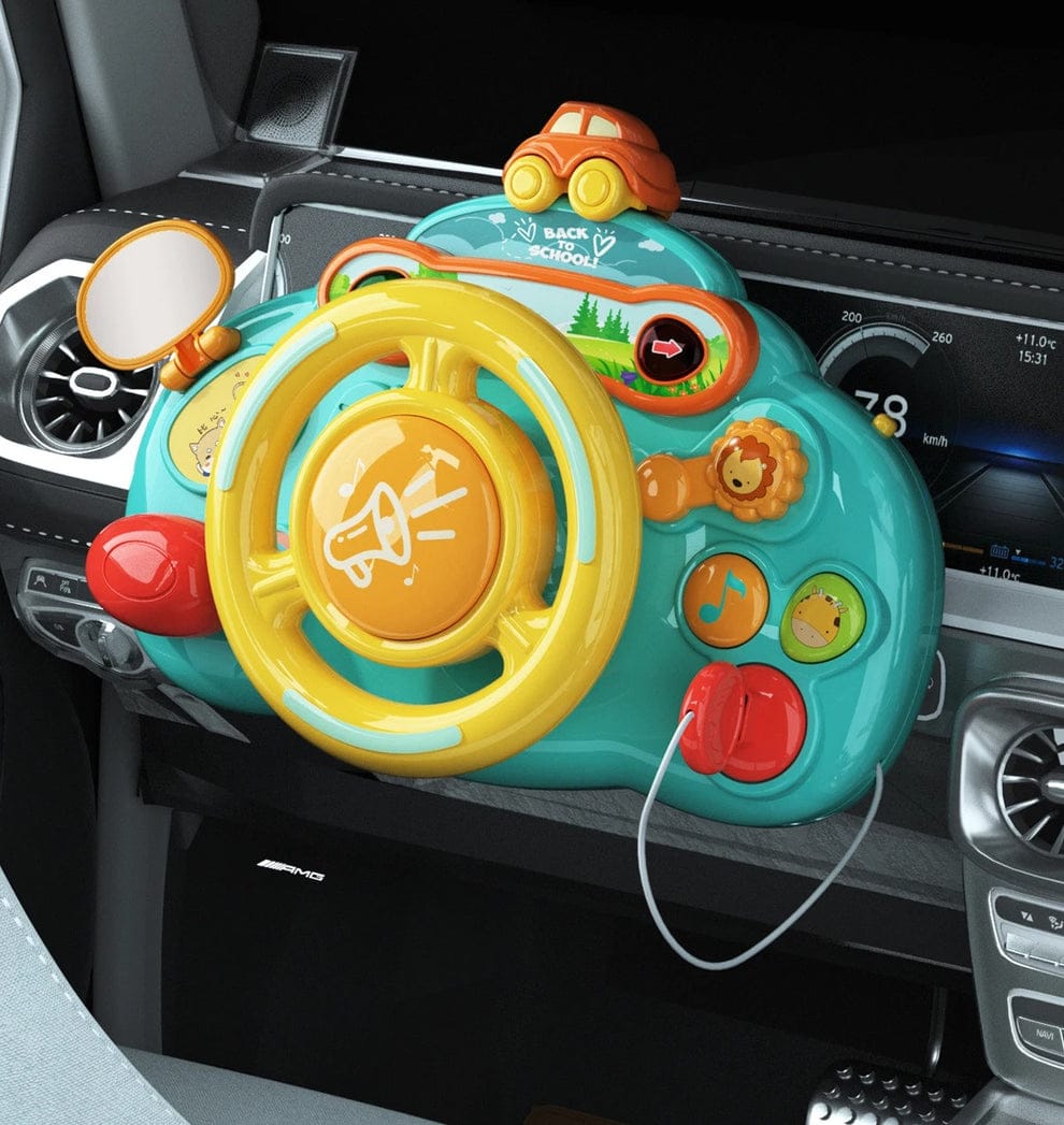 Fidtoy Little Driver Musical Steering Wheel Toy for Toddlers Car Seat Sensory Pretend Driving Play