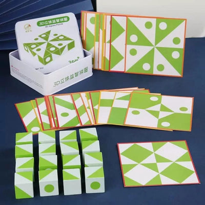 Blocs de géométrie Montessori 3D en bois