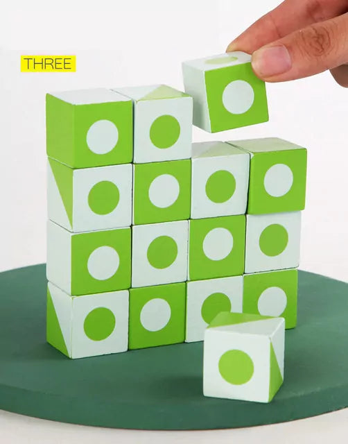 Blocs de géométrie Montessori 3D en bois