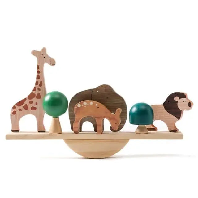 Fidtoy Juego de equilibrio de animales y dinosaurios de madera – Juguete de aprendizaje Montessori para niños