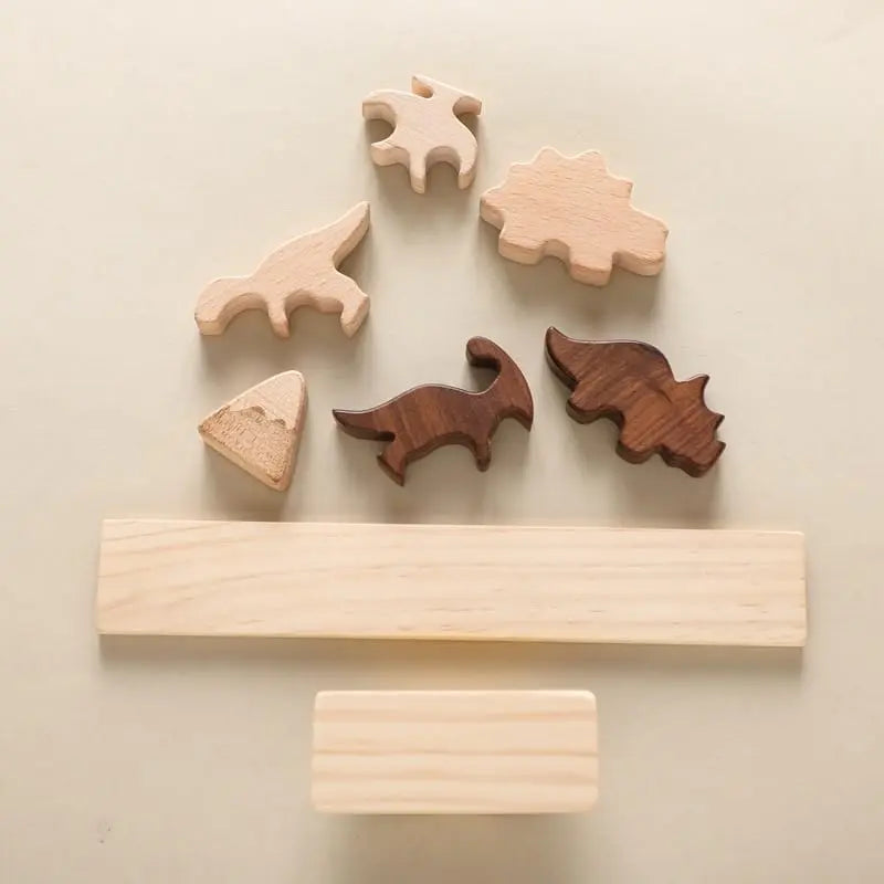 Fidtoy Juego de equilibrio de animales y dinosaurios de madera – Juguete de aprendizaje Montessori para niños