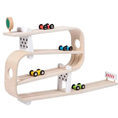 Fidtoy Wooden Car Ramp for Toddlers – Montessori Indoor Racing Toy for Creative Play