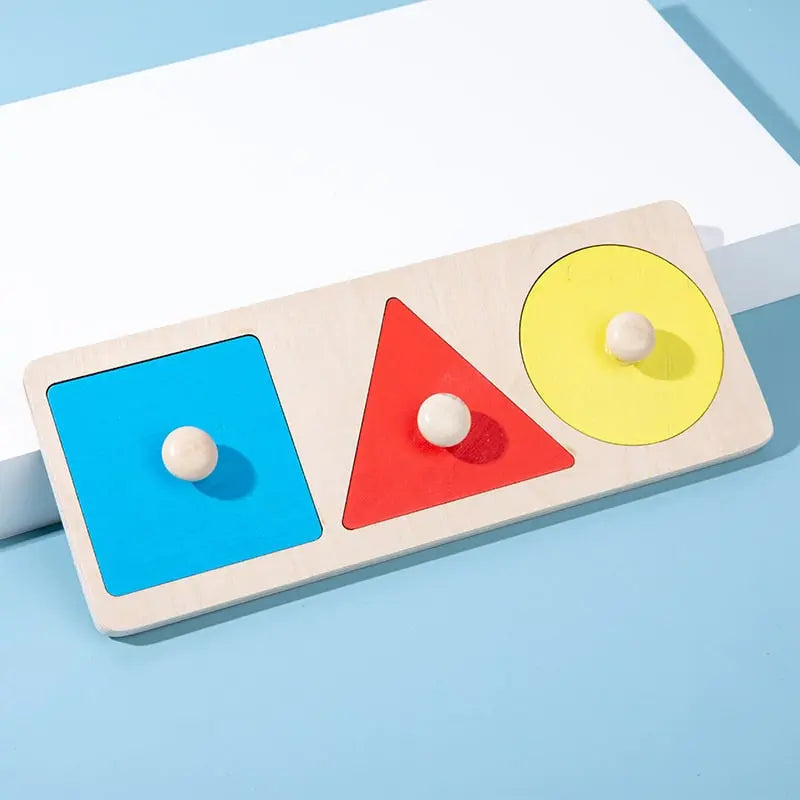 Fidtoy Rompecabezas de Aprendizaje de Formas Geométricas – Juguete Educativo Montessori de Madera para Niños Pequeños