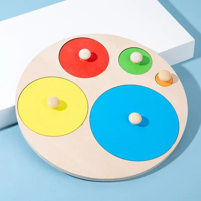 Fidtoy Geometric Shapes Learning Puzzle – Montessori Wooden Educational Toy for Toddlers