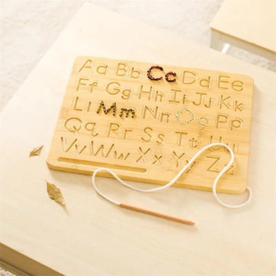 Table traçable double face Montessori - Lettres majuscules et minuscules et chiffres, Formes et lignes