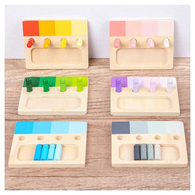 Fidtoy Juego de peones de madera – Juguete Montessori de aprendizaje de formas y colores para niños pequeños