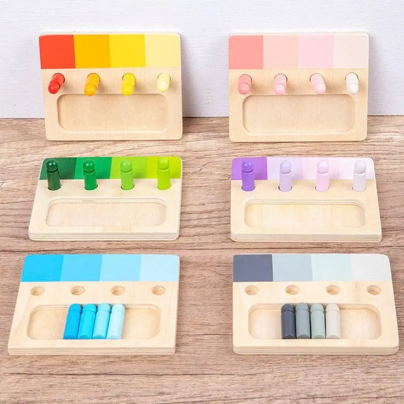 Jeu de pions en bois Fidtoy – Jouet d'apprentissage des formes et des couleurs Montessori pour les tout-petits