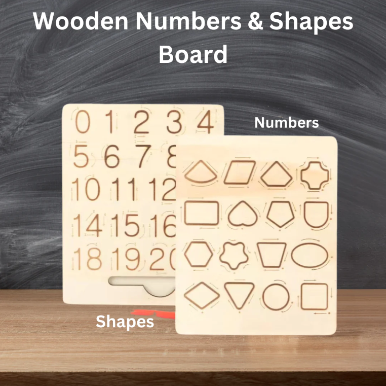 Fidtoy Wooden Numbers & Shapes Board