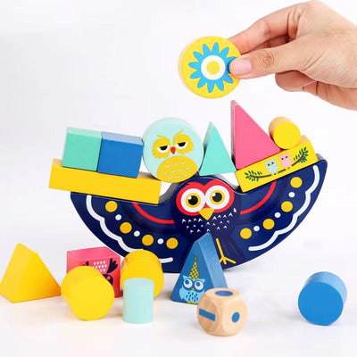 Juego de equilibrio de búho de madera - Juguetes de motricidad fina