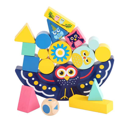 Juego de equilibrio de búho de madera - Juguetes de motricidad fina