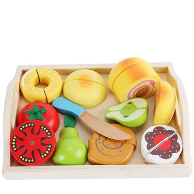 Fidtoy Wooden Food Set Pretend Play Kitchen Toy 18M+