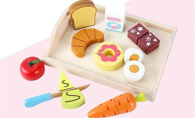 Fidtoy Wooden Food Set Pretend Play Kitchen Toy 18M+
