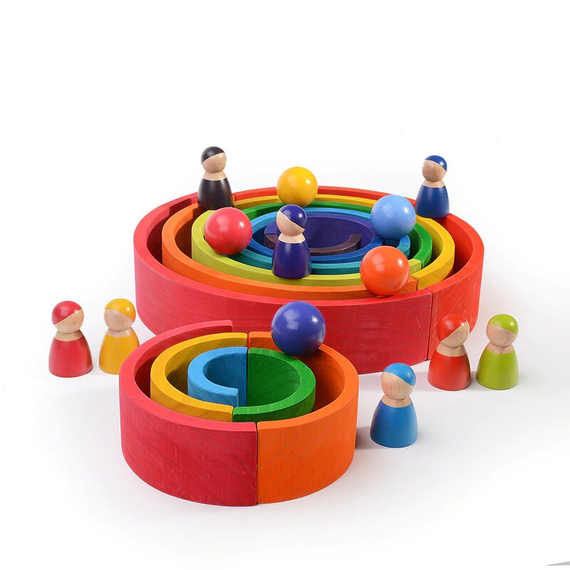 Jouet en bois Fidtoy Rainbow Stacker pour tout-petits avec 6 arches