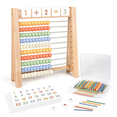 Fidtoy Wooden Math Toy Set for Kids Counting Addition Multiplication Learning Kit