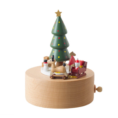 Débutant--Boîte à Musique en Bois Décoration Flocon de Neige de Noël Cerf