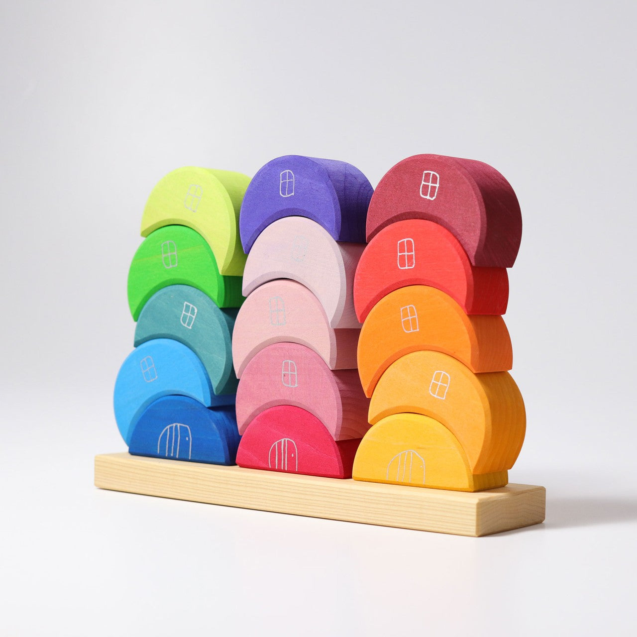 Fidtoy Blocs de construction en bois Lune à empiler, jouet d'équilibre arc-en-ciel pour enfants