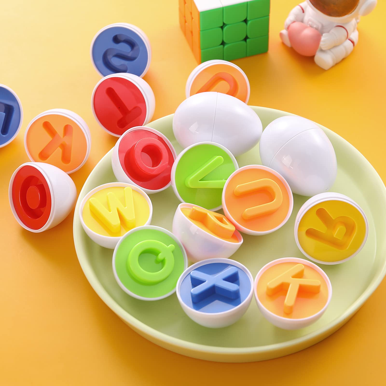 Fidtoy 26 Piece Alphabet Matching Eggs Toy for Toddlers Color Shape Sorting Learning Set Age 18M+