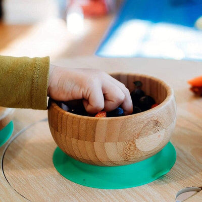Fidtoy Bamboo Suction Bowl and Spoon Set – Baby Feeding Bowl for BLW Toddlers