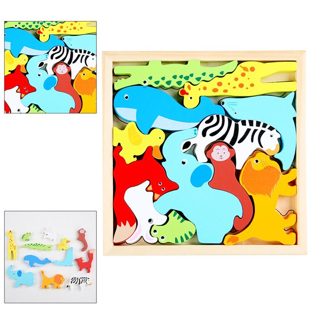 Juego de rompecabezas de madera de animales y bosque Fidtoy – Juguete educativo Montessori para niños pequeños