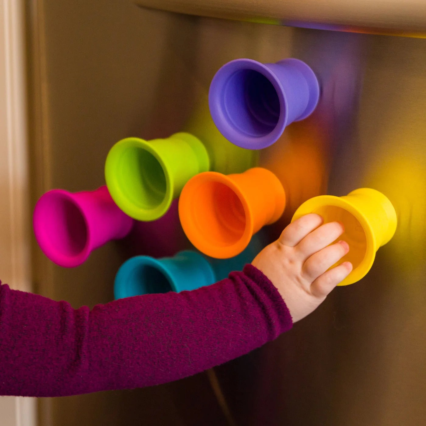 Fidtoy Gobelets empilables souples et colorés en caoutchouc, 6 pièces, jouet de bain pour bébé pour l'apprentissage précoce