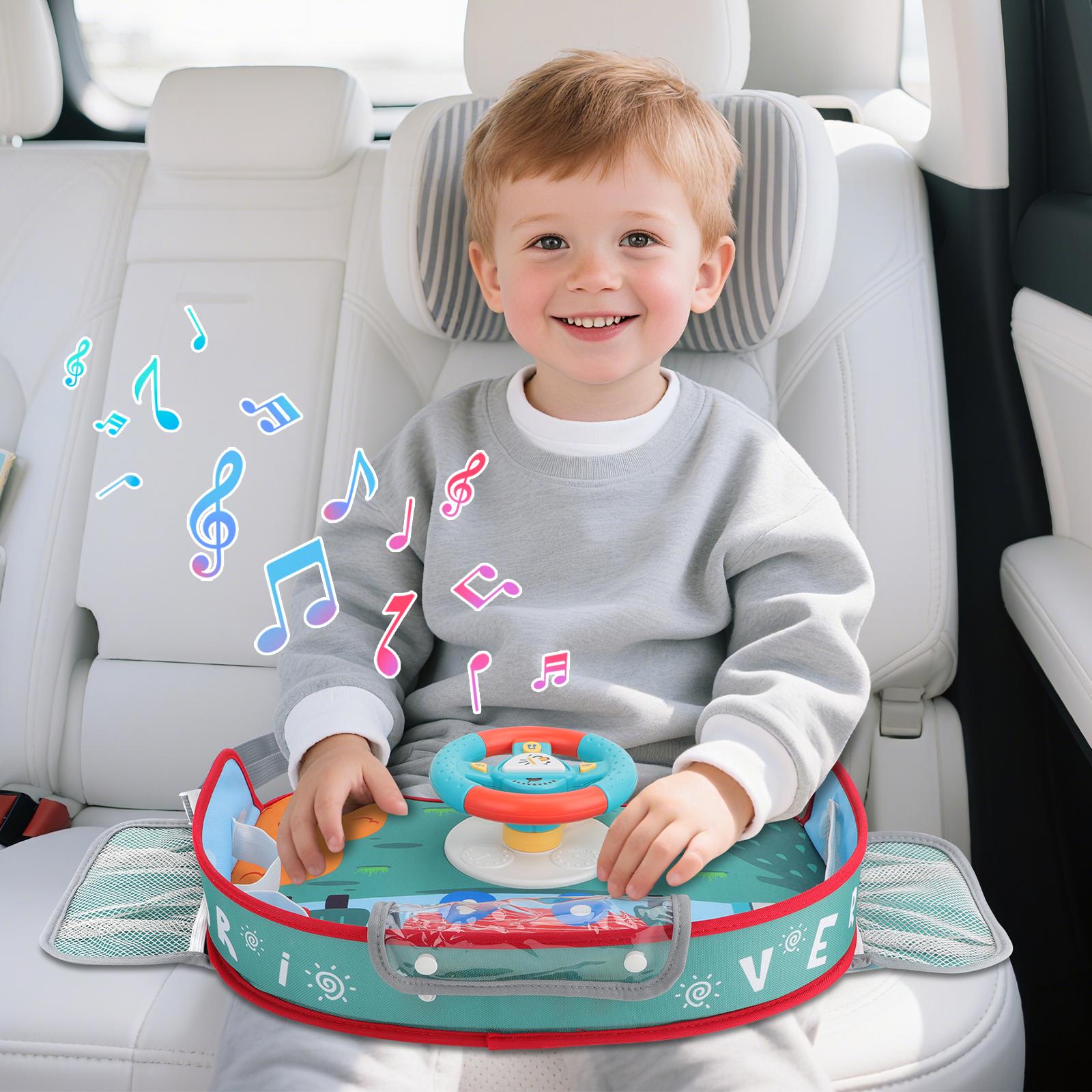 Volant Jouet pour Enfants avec Lumières et Musique, Jeu de Simulation de Conduite Interactif pour Tout-Petits, Divertissement de Voyage avec Klaxon et Levier de Vitesse, Cadeau Amusant pour Garçons et Filles
