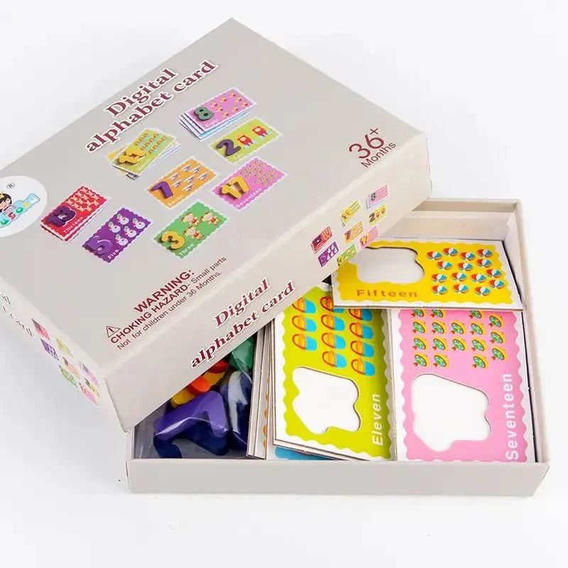 Jeu de cartes Alphabet numérique – Pièces en bois numérotées