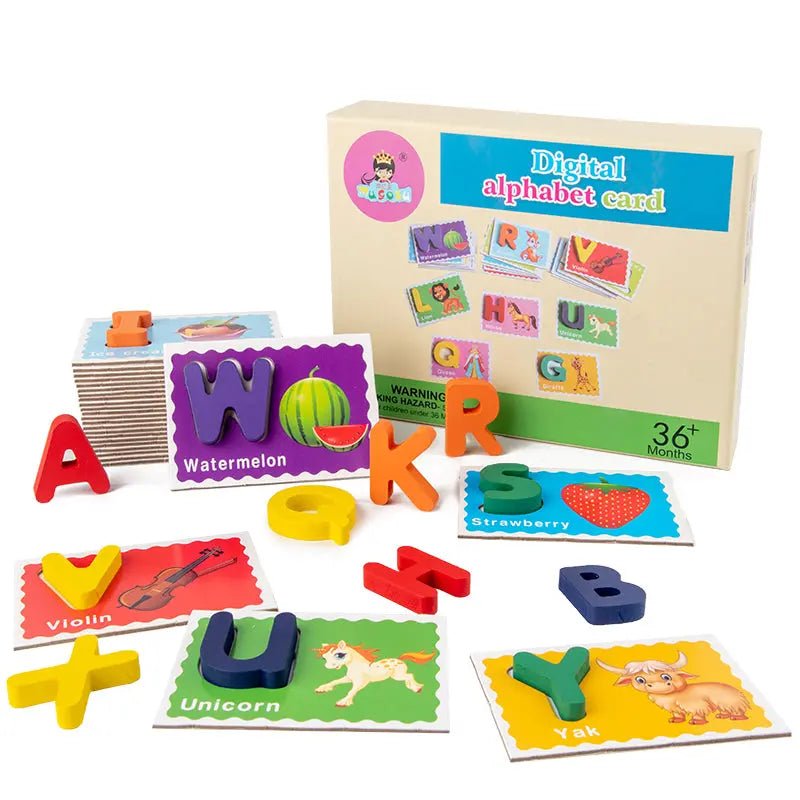 Jeu de cartes Alphabet numérique – Pièces en bois numérotées