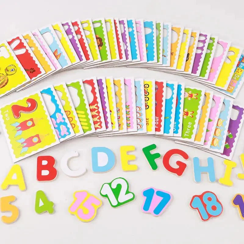 Jeu de cartes Alphabet numérique – Pièces en bois numérotées