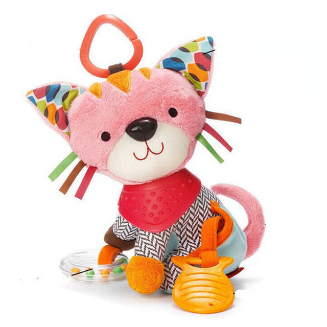 Jouet de dentition en peluche Fidtoy avec hochet – Jouet d'activité sensorielle doux pour la dentition des bébés, le jeu en poussette et les voyages