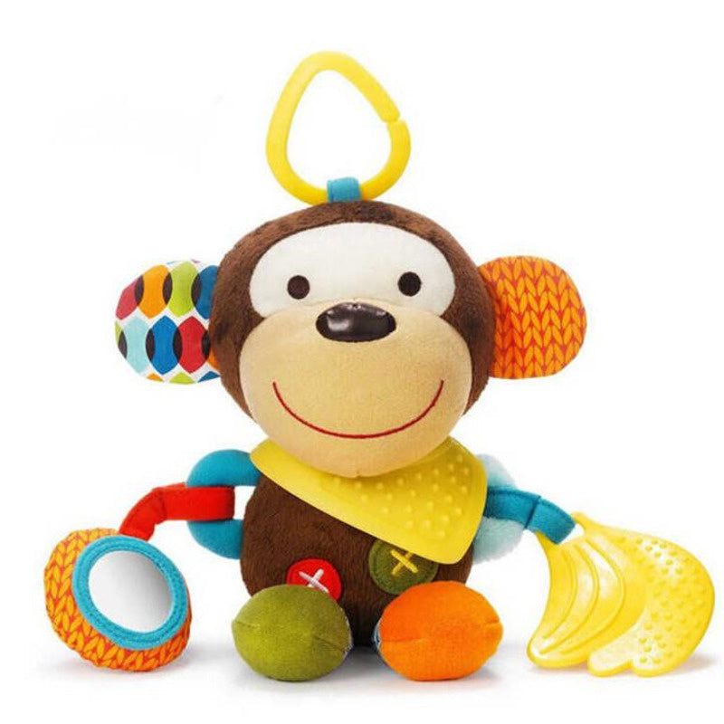 Jouet de dentition en peluche Fidtoy avec hochet – Jouet d'activité sensorielle doux pour la dentition des bébés, le jeu en poussette et les voyages