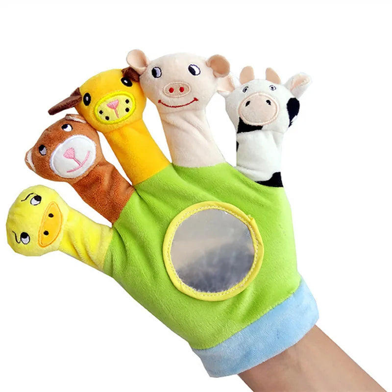 Fidtoy Animal Finger Puppet Gloves for Kids – 2-Pack Flannel Hand Puppet Set with 10 Plush Animals for Storytelling, Parent-Child Interaction, and Sensory Play