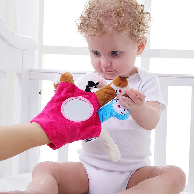 Fidtoy Animal Finger Puppet Gloves for Kids – 2-Pack Flannel Hand Puppet Set with 10 Plush Animals for Storytelling, Parent-Child Interaction, and Sensory Play