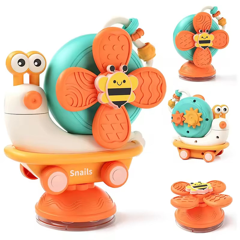 Fidtoy Jouet à ventouse pour chaise haute pour bébés – Jouet sensoriel Montessori à faire tourner pour les repas et les voyages