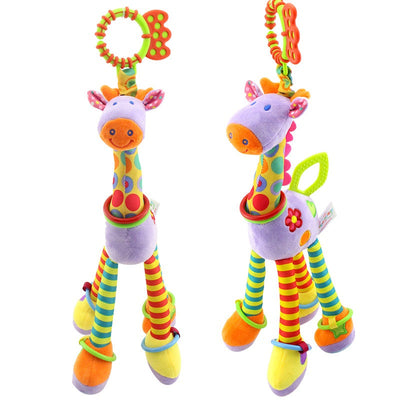 Fidtoy Giraffe Plush Rattle Teether Toy for Babies – Sensory Crinkle Baby Rattle with Teething Ring and Clip