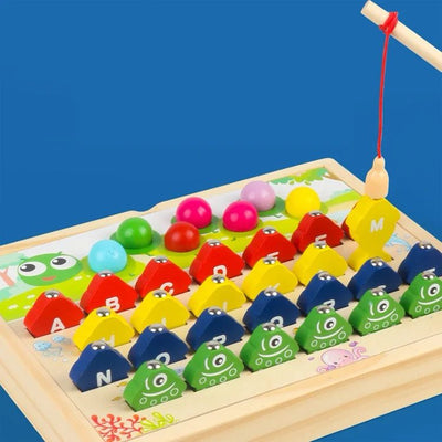 Jeu de pêche magnétique des lettres de l'alphabet et Jeu de tri des perles sur chenille – Activité d'inspiration Montessori pour la reconnaissance des lettres, le tri et la motricité fine