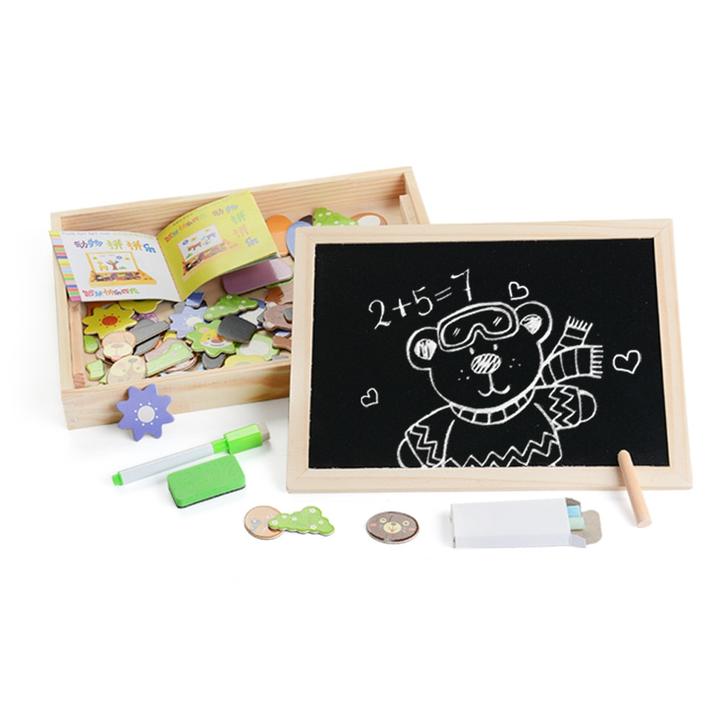 Fidtoy Puzzle magnétique et tableau à dessin double face pour enfants – Jouet d'apprentissage Montessori pour la créativité et la motricité fine